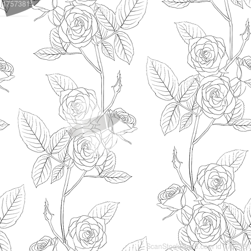 Image of Rose seamless flower background, vector illustration.