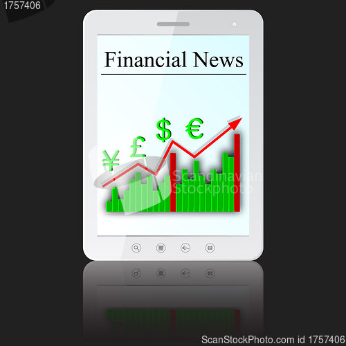 Image of Financial News on white tablet PC computer