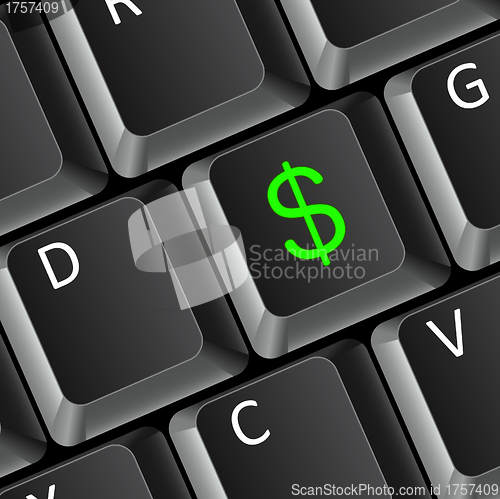 Image of dollar money business concept with computer keyboard