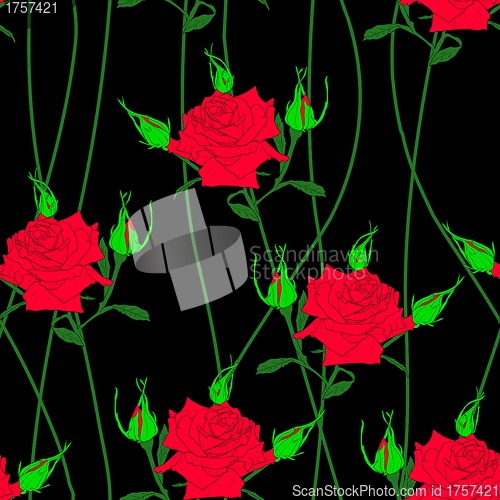 Image of Seamless  background with flower roses. 