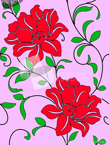 Image of Seamless wallpaper  a seam with flower and leaves 