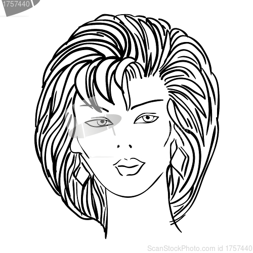 Image of Hand-drawn fashion model. Vector illustration. Woman's face