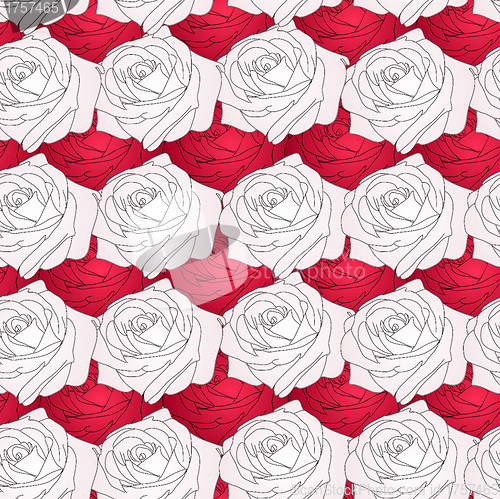 Image of Seamless  background with flower roses. 