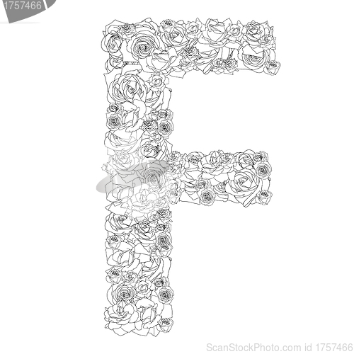 Image of Flower alphabet of red roses, characters F