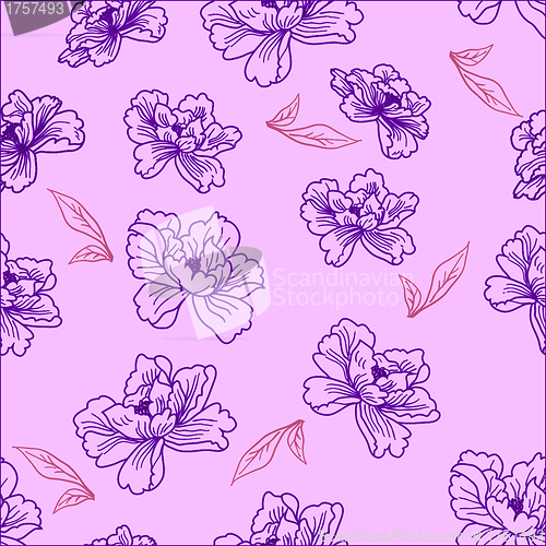 Image of Seamless wallpaper  a seam with flower and leaves 