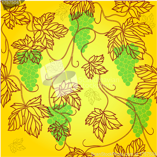 Image of Seamless Wallpaper with floral ornament with leafs and grapes 
