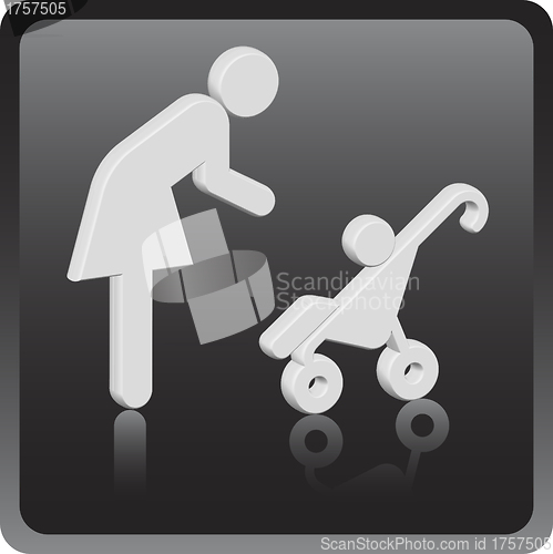 Image of Vector Woman 3D icon with children 