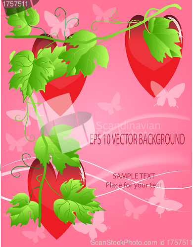 Image of Valentines ornament with red love heart vector illustration