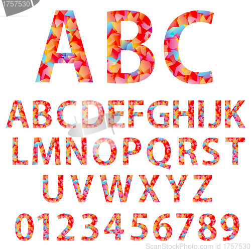 Image of Alphabet design in a colorful style.