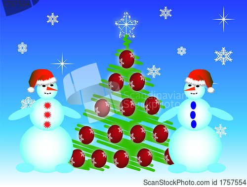 Image of Two snowmen a vector