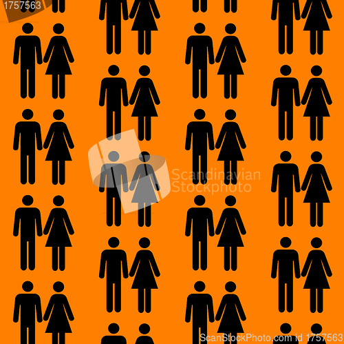 Image of Seamless pattern with silhouettes of the person of different col