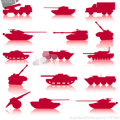 Image of Collection set of tanks of guns 