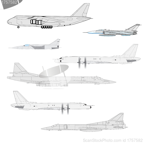 Image of Combat aircraft. Team.  vector illustration for designers