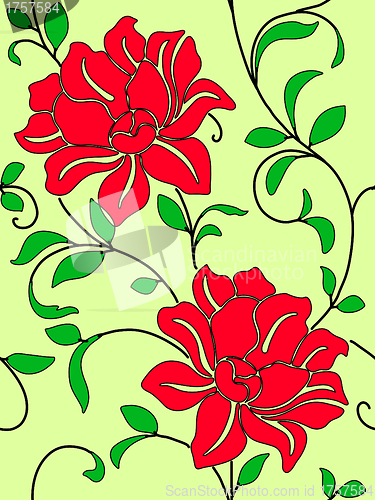 Image of Seamless wallpaper  a seam with flower and leaves 