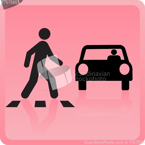 Image of The icon the person crosses road and the car drops it