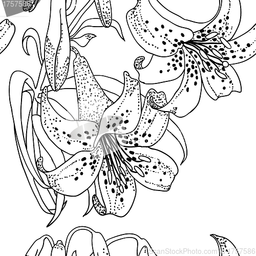 Image of Seamless wallpaper with Lily flowers