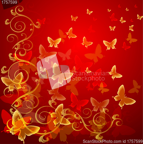 Image of Abstract colourful background with butterflies