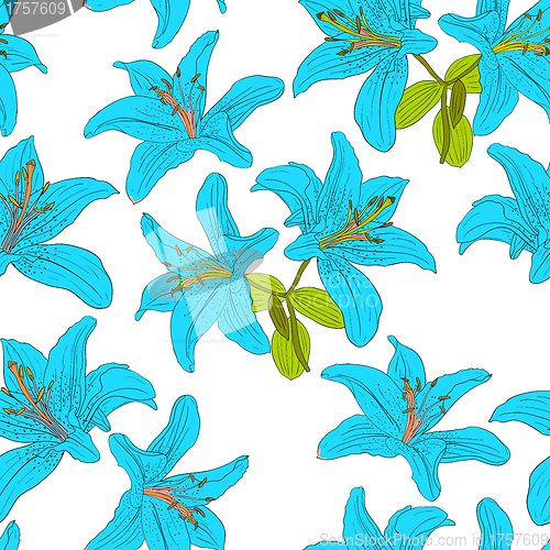 Image of Seamless  background with flower lily. 