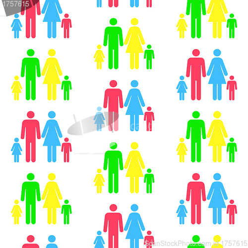 Image of Seamless pattern with silhouettes of the person of different col