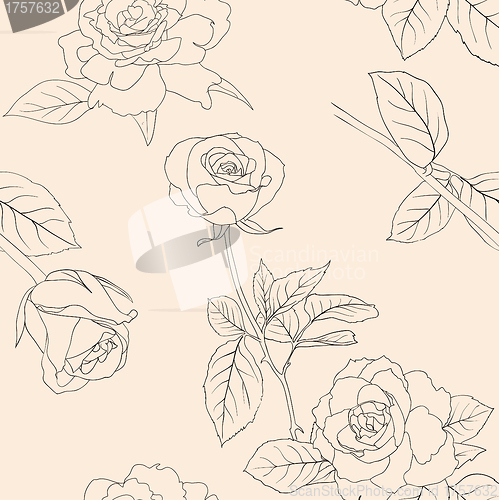 Image of Seamless wallpaper with rose flowers