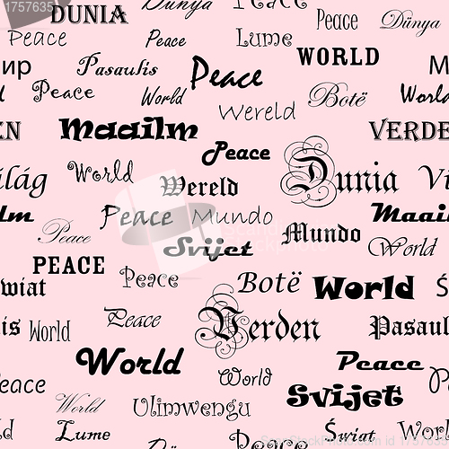 Image of Peace . Seamless wallpaper with the word peace in different lang
