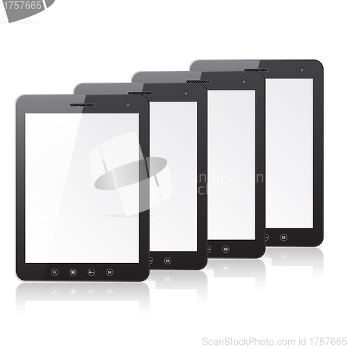 Image of Four tablet PC computer with blank screen 