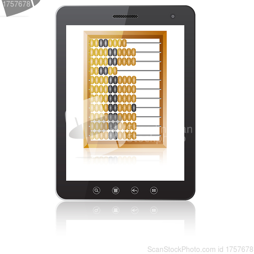 Image of Black tablet PC computer  with abacus 