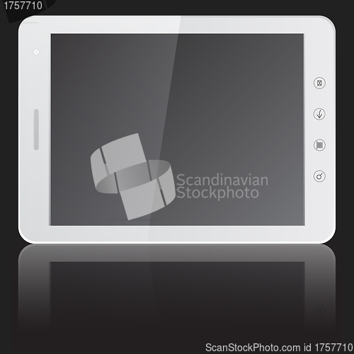 Image of white tablet PC computer  isolated on black background. 