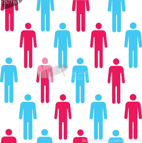 Image of Seamless pattern with silhouettes of the person of red color