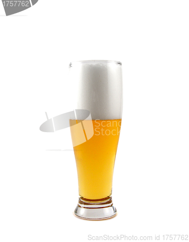 Image of Beer into glass isolated on white