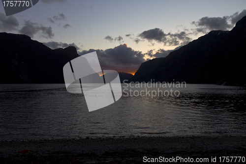 Image of evening view over fjord in norway