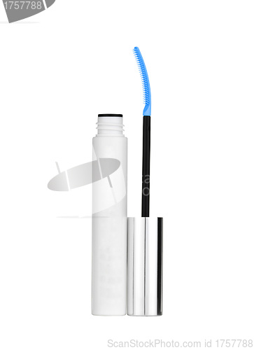 Image of blue mascara for eyes isolated on the white background