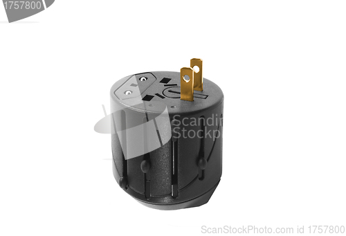 Image of Power plug travel adapter, isolated on white background