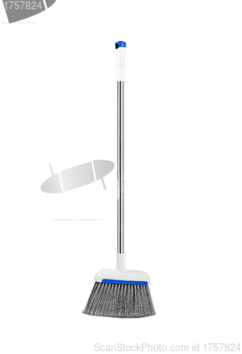 Image of plastic gray broom isolated on white background.