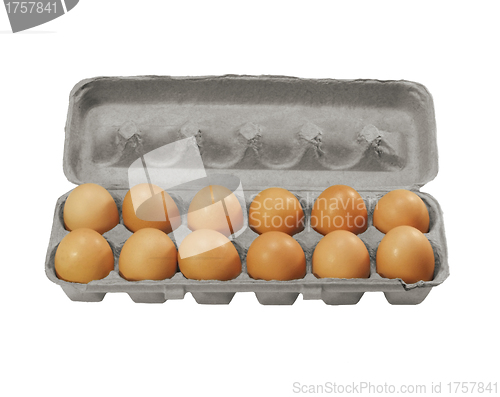 Image of brown eggs in a carton package