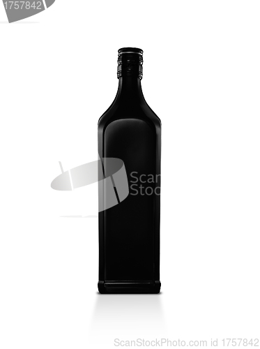 Image of The black matte bottle is isolated on a white background
