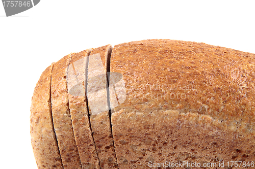 Image of bread slices with chunk over white background