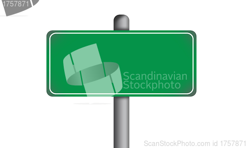 Image of Blank Green Road Sign Isolated