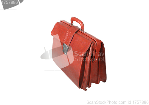 Image of red business briefcase isolated on white background.