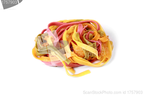 Image of colorful spaghetti in close up