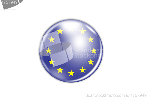 Image of 3d rendering of a badge with the flag of Europe