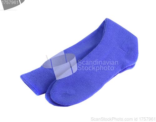 Image of Pair of purple male socks on white background