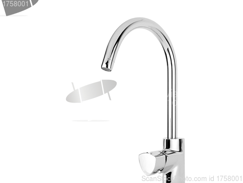 Image of Modern stainless steel tap. Isolated on white background.