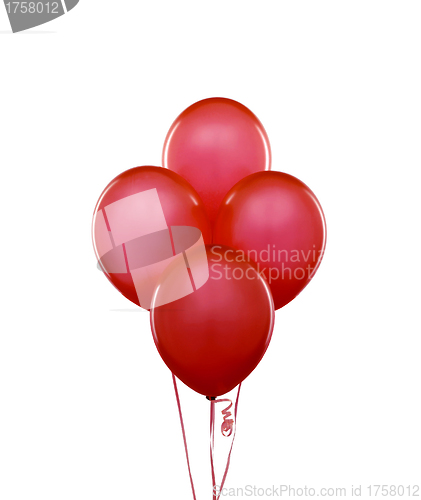 Image of Red flying balloons on a white background