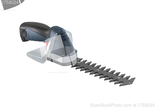 Image of electric saw under the white background