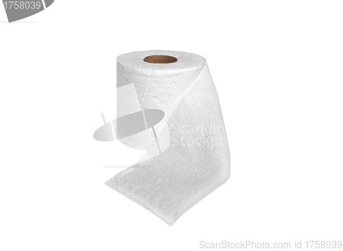 Image of one roll of soft toilet paper isolated on white