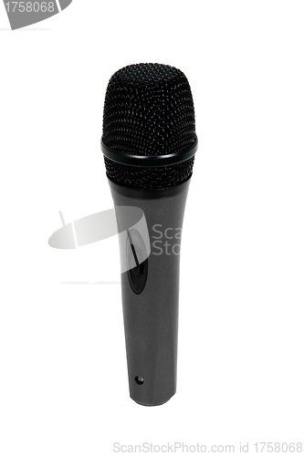 Image of big black microphone on a white background