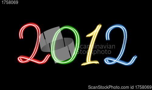 Image of Happy new year 2012 message over black background