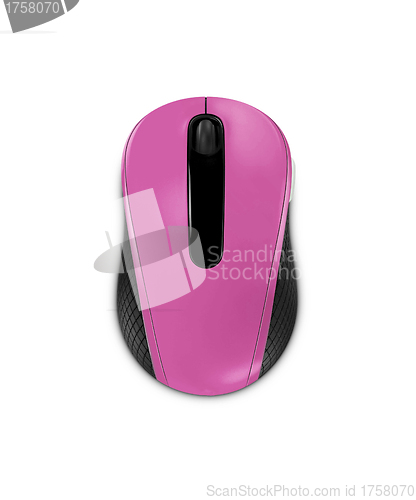 Image of pink computer mouse isolated on white background