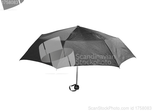 Image of Open black umbrella isolated on white background